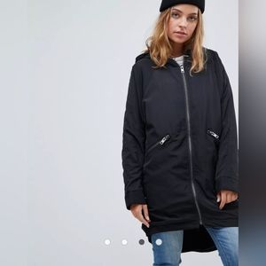 ASOS PETITE Midi Rain Jacket with Faux Fur Liner
